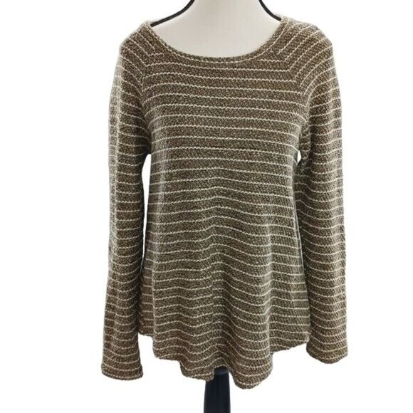 Altar'd State Sweater Brown Cream Metallic Knit Casual Womens Size Small - Picture 1 of 8